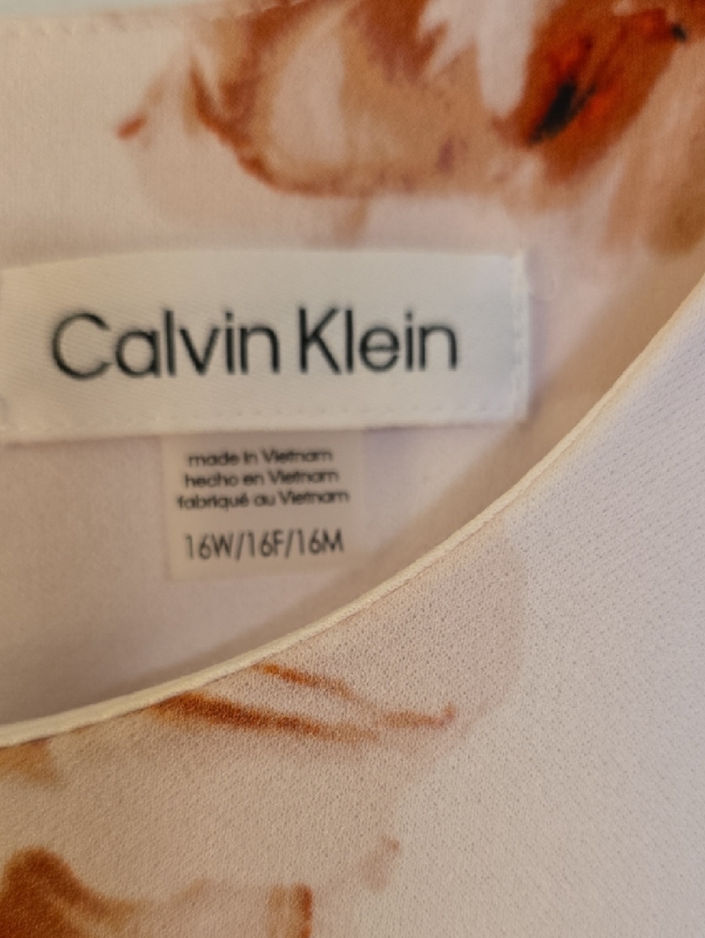 Calvin Klein Floral Midi Dress in Blush, Peach & Black - Picture 2 of 3